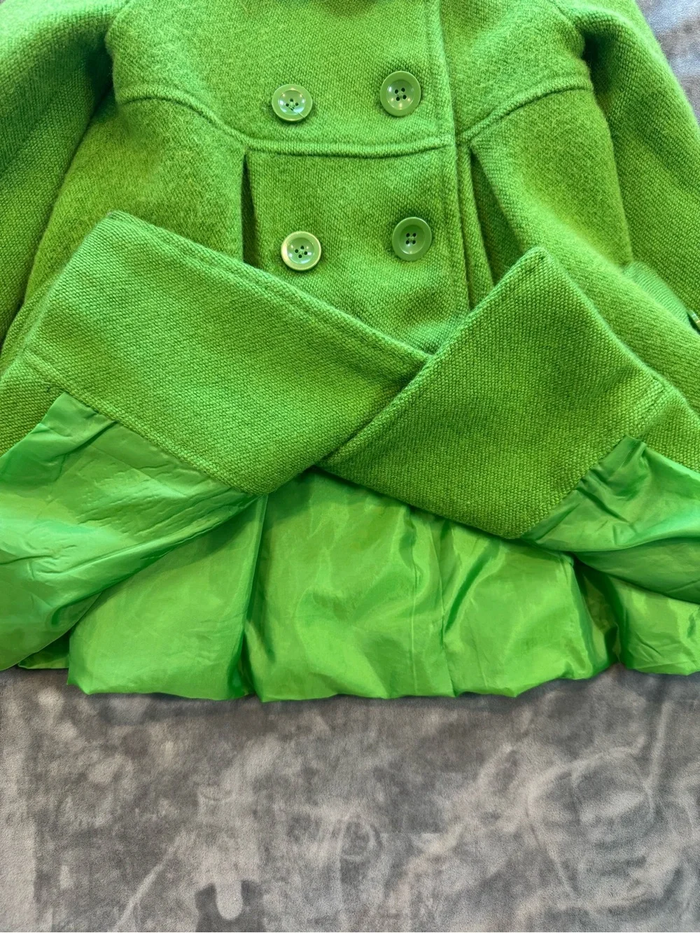 Gap Kids Bright Green Pea Coat | Size Small | Double Breasted Wool-Style Jacket